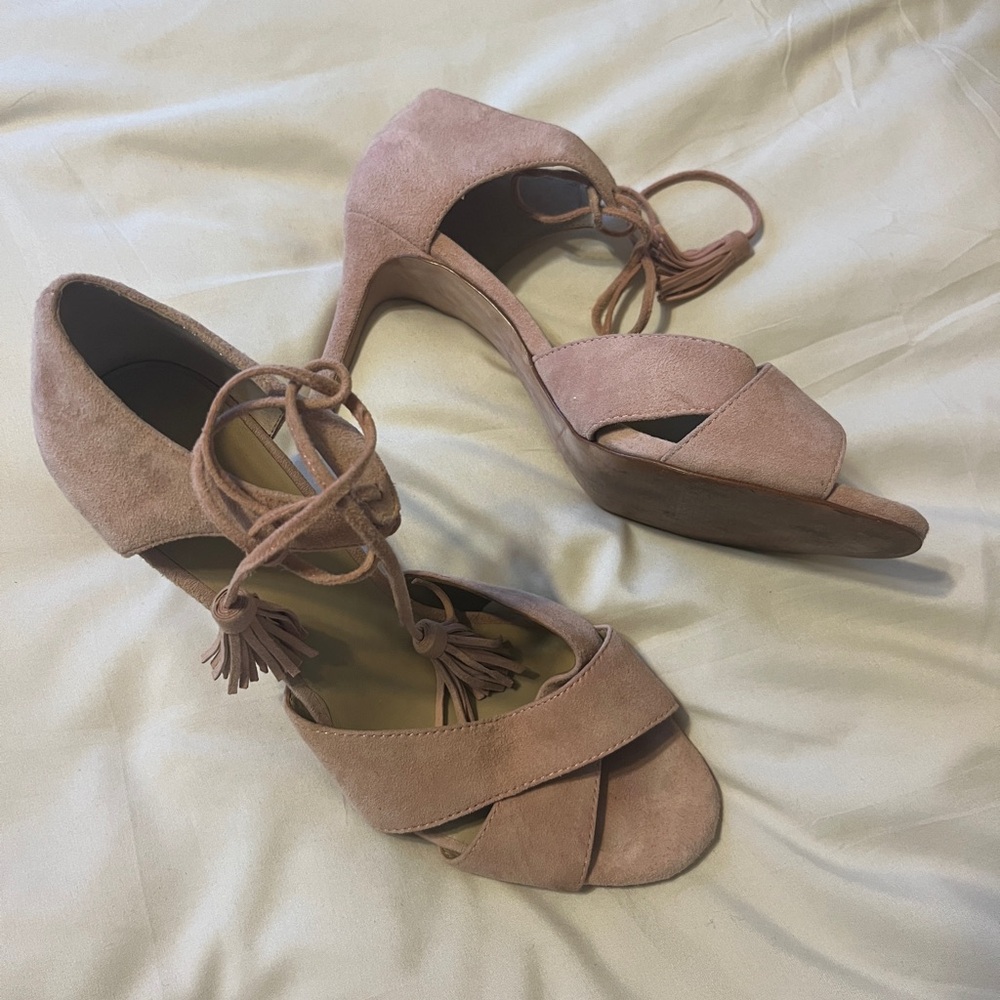 Pink High Heels with Ankle Strap and Open Toe
